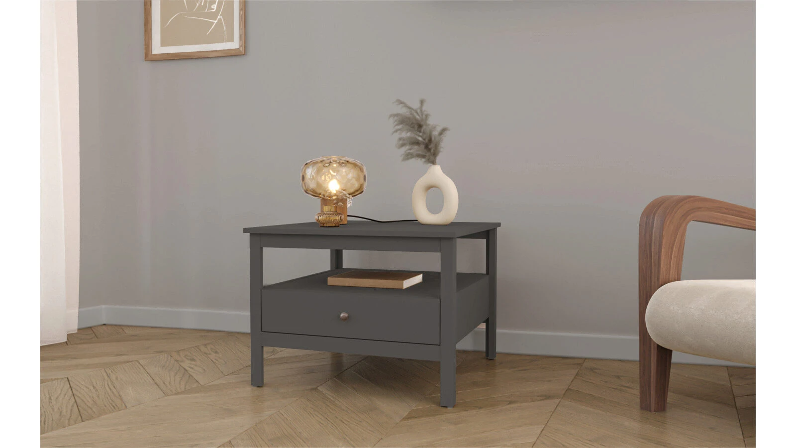 

Стол журнальный с ящиком Askona Kasli Графит 70x52x70, Серый, Kasli