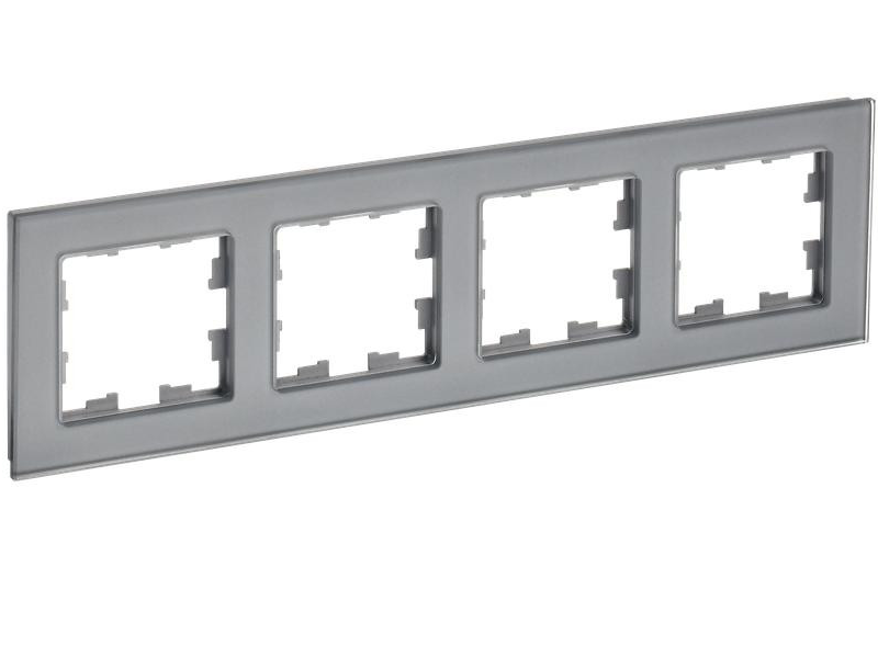 

Рамка 4-м BRITE РУ-4-2-БрСе стекло сер. IEK BR-M42-G-K03, Серый