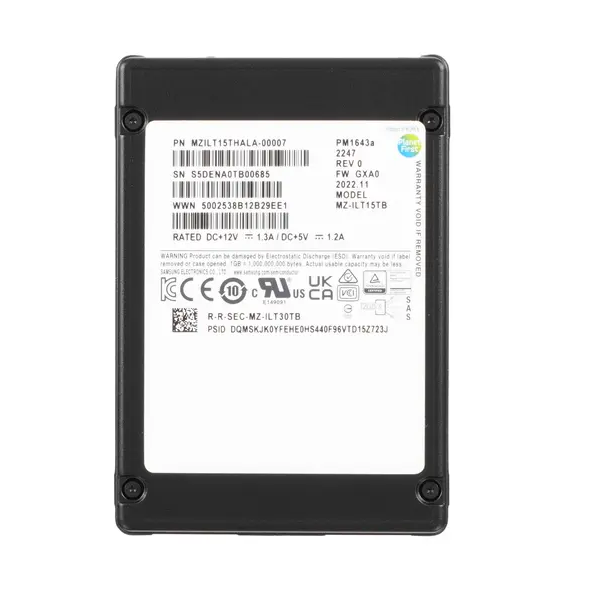 

SSD накопитель Samsung PM1643a 2.5" 15360 ГБ (MZILT15THALA-00007), PM1643a