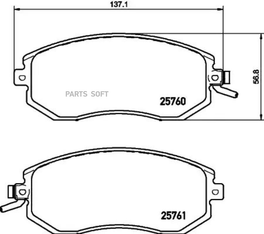 Колодки тормозные перед SUBARU BRZ, EXIGA, FORESTER, IMPREZA, LEGACY V, OUTBACK, XV 08-