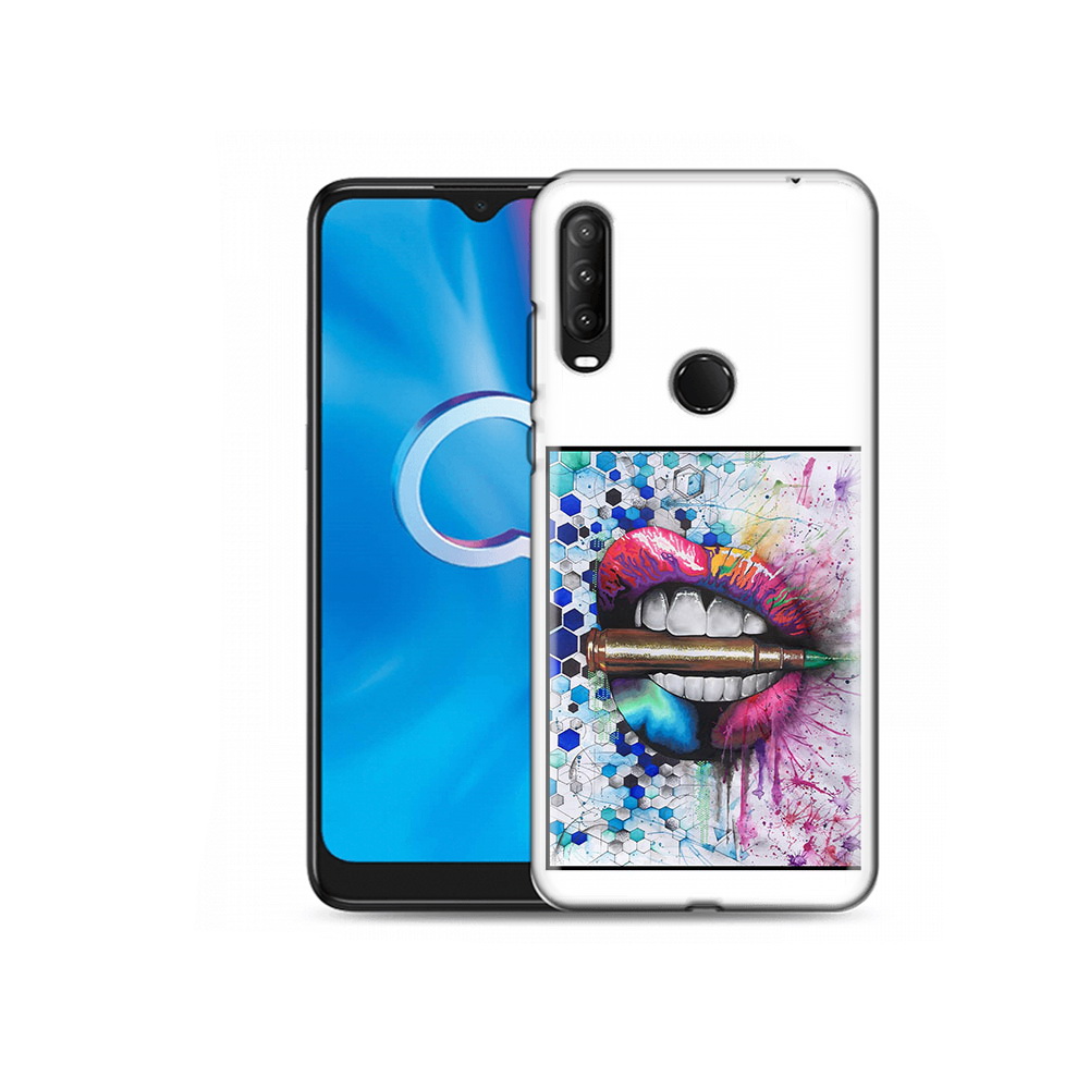 

Чехол MyPads Tocco для Alcatel 1SE (2020) 5030D разноцветные губы с пулей, Прозрачный, Tocco