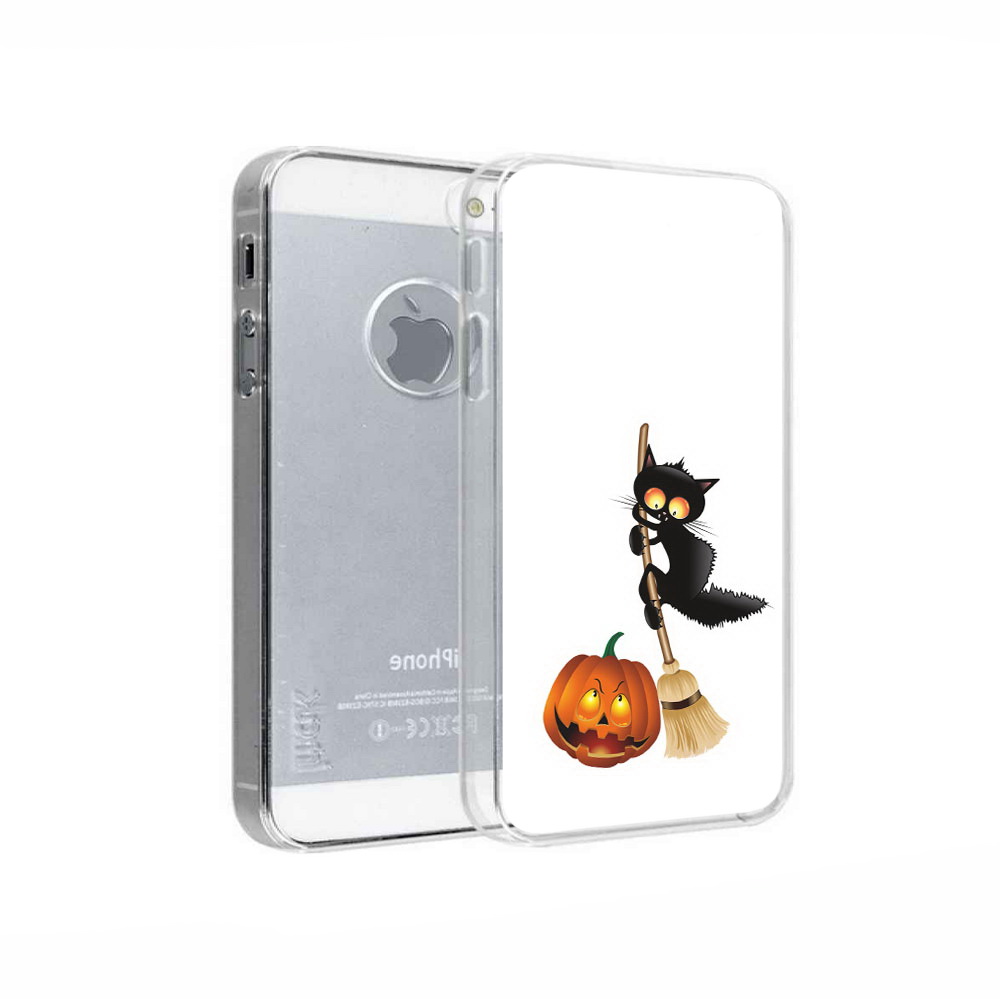 

Чехол MyPads Tocco для Apple iPhone 5 хэлуинский котик, Прозрачный, Tocco