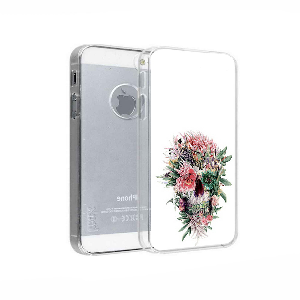 

Чехол MyPads Tocco для Apple iPhone 5 череп из цветов, Прозрачный, Tocco