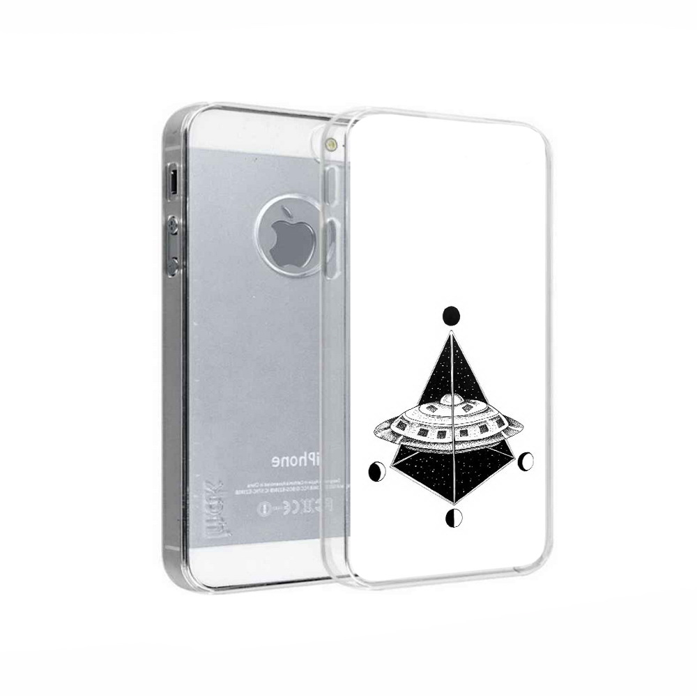

Чехол MyPads Tocco для Apple iPhone 5 черно белая летающая тарелка, Прозрачный, Tocco