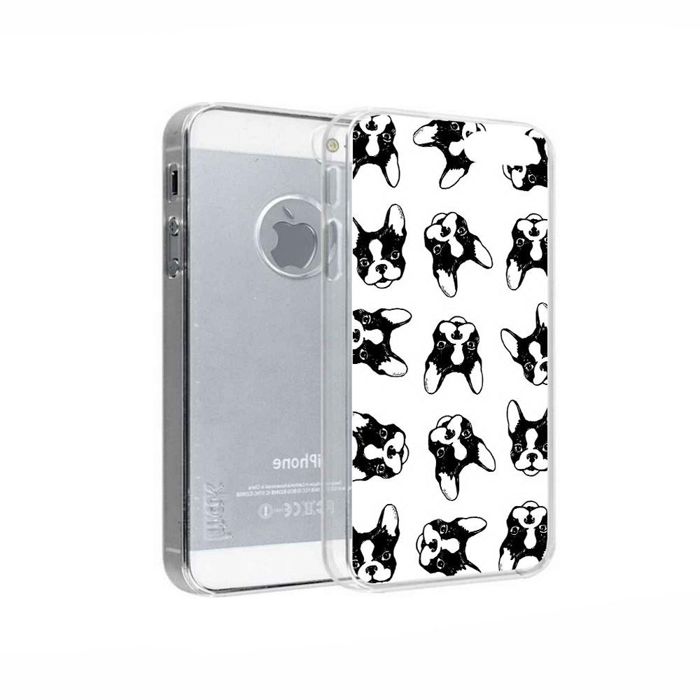 

Чехол MyPads Tocco для Apple iPhone 5 черно белые собачки, Прозрачный, Tocco