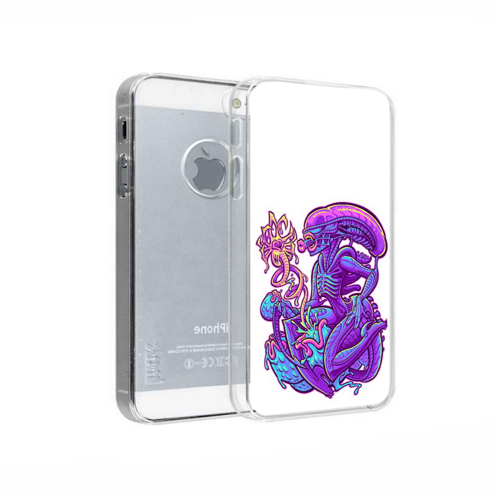 

Чехол MyPads Tocco для Apple iPhone 5 чужой фиолетовый цвет, Прозрачный, Tocco