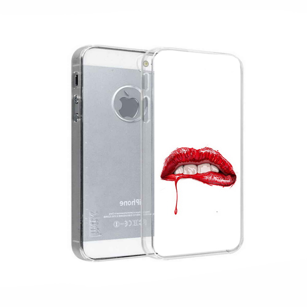 

Чехол MyPads Tocco для Apple iPhone 5 яркие красные губы, Прозрачный, Tocco