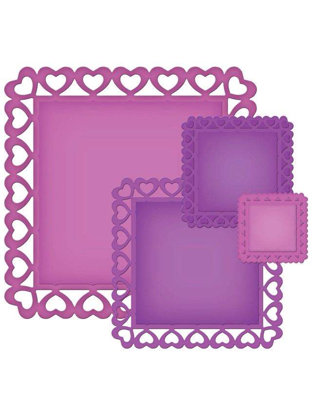 

Набор ножей Spellbinders Nestabilities Decorative Elements "Квадраты с сердечками"