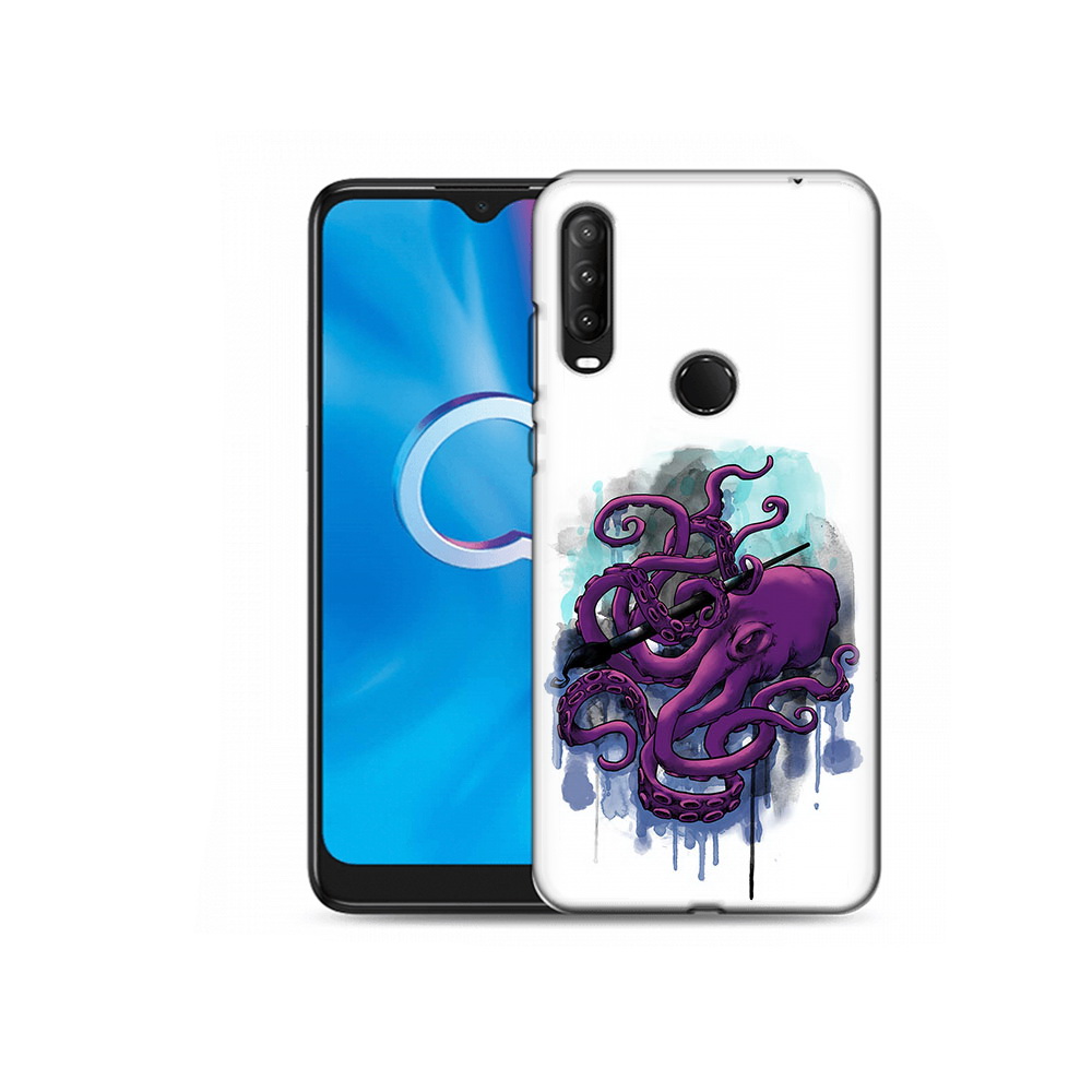 

Чехол MyPads Tocco для Alcatel 1SE (2020) 5030D фиолетовый осьминог (PT152068.668.658), Прозрачный, Tocco
