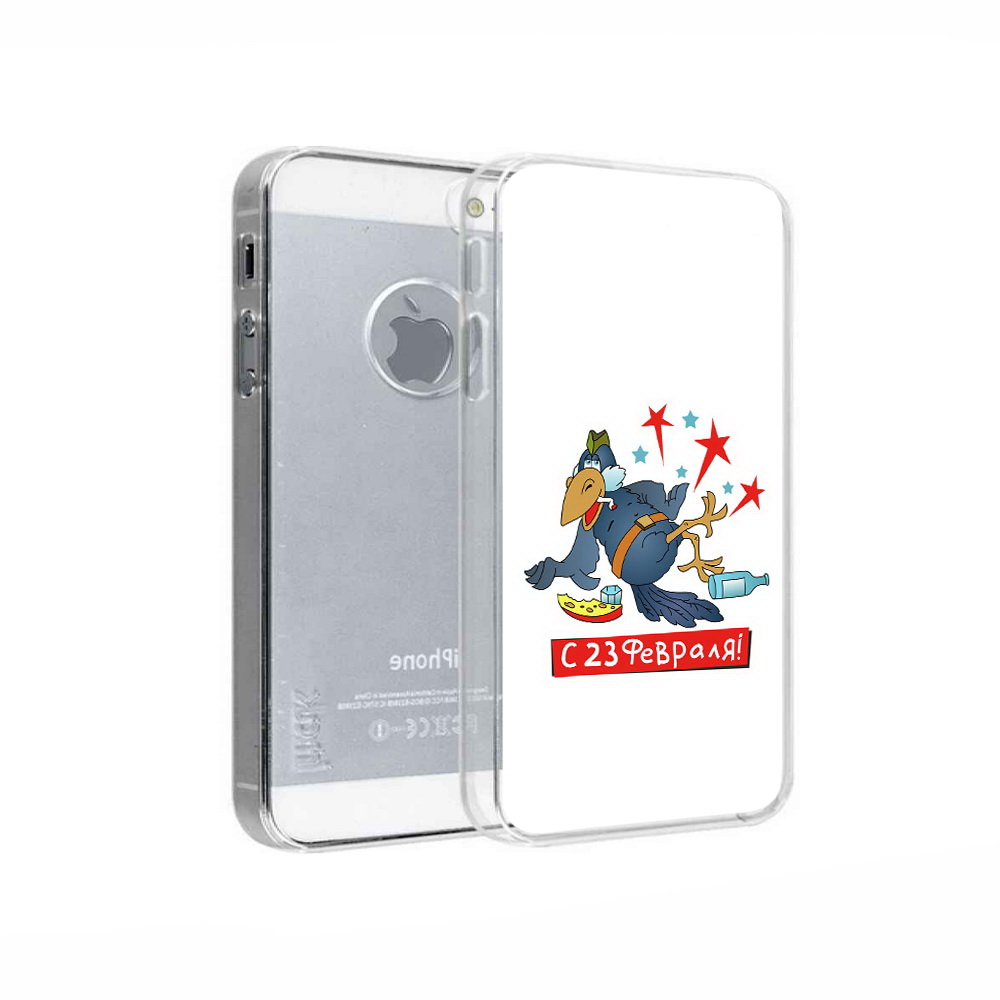 

Чехол MyPads Tocco для Apple iPhone 5 23 февраля веселая птица, Прозрачный, Tocco