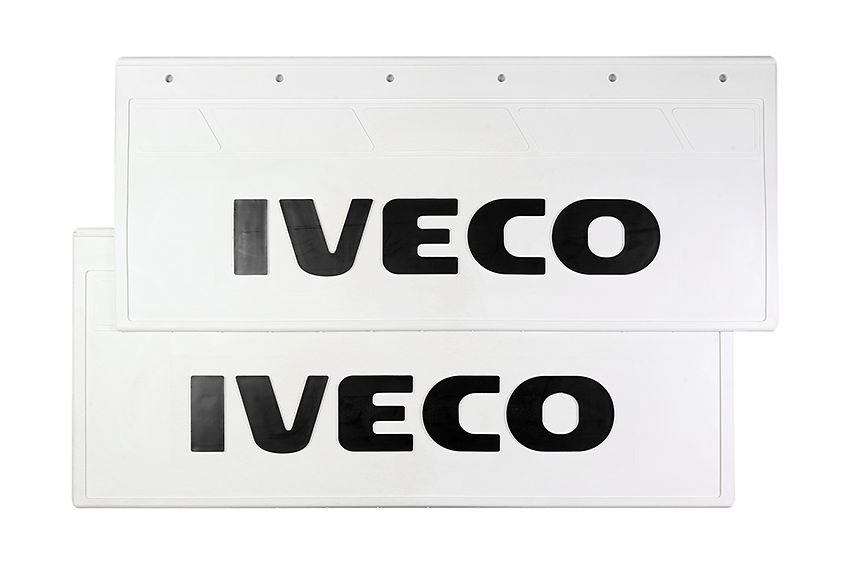 

Брызговики IVECO задние 670*270 (белая резина, черная надпись)