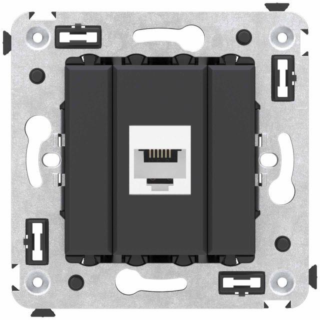 

Розетка телефонная 1-м СП Avanti "Черный матовый" RJ12 без шторок механизм DKC 4412613