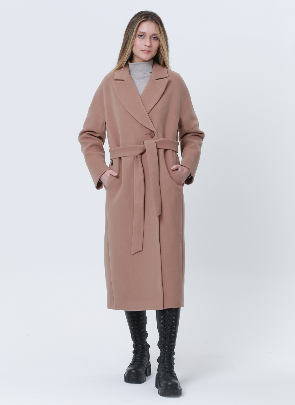 Пальто женское Каляев 66827 коричневое 52 RU