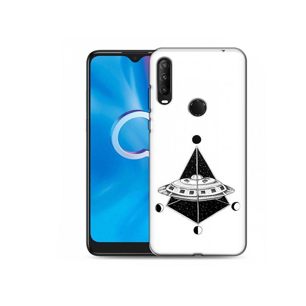 

Чехол MyPads Tocco для Alcatel 1SE (2020) 5030D черно белая летающая тарелка, Прозрачный, Tocco