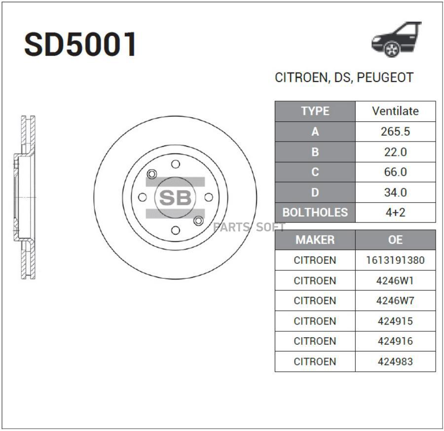 

Диск тормозной SD5001 (4246W7)