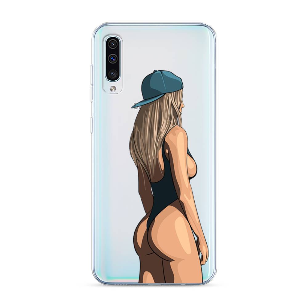 

Чехол на Samsung Galaxy A30s "Девушка в черном купальнике", Зеленый;бежевый;черный, 28850-6