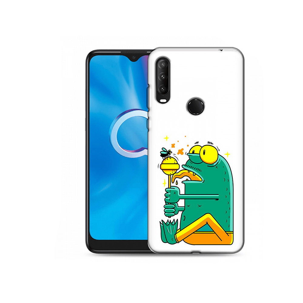

Чехол MyPads Tocco для Alcatel 1SE (2020) 5030D Зеленая лягушка с чупа чупсом, Прозрачный, Tocco