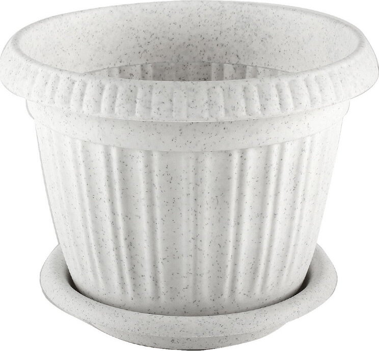 

Горшок для цветов INGREEN Таити Ш=330 мм В=250 мм D=330 мм 11,9л с подставкой №7 мраморный