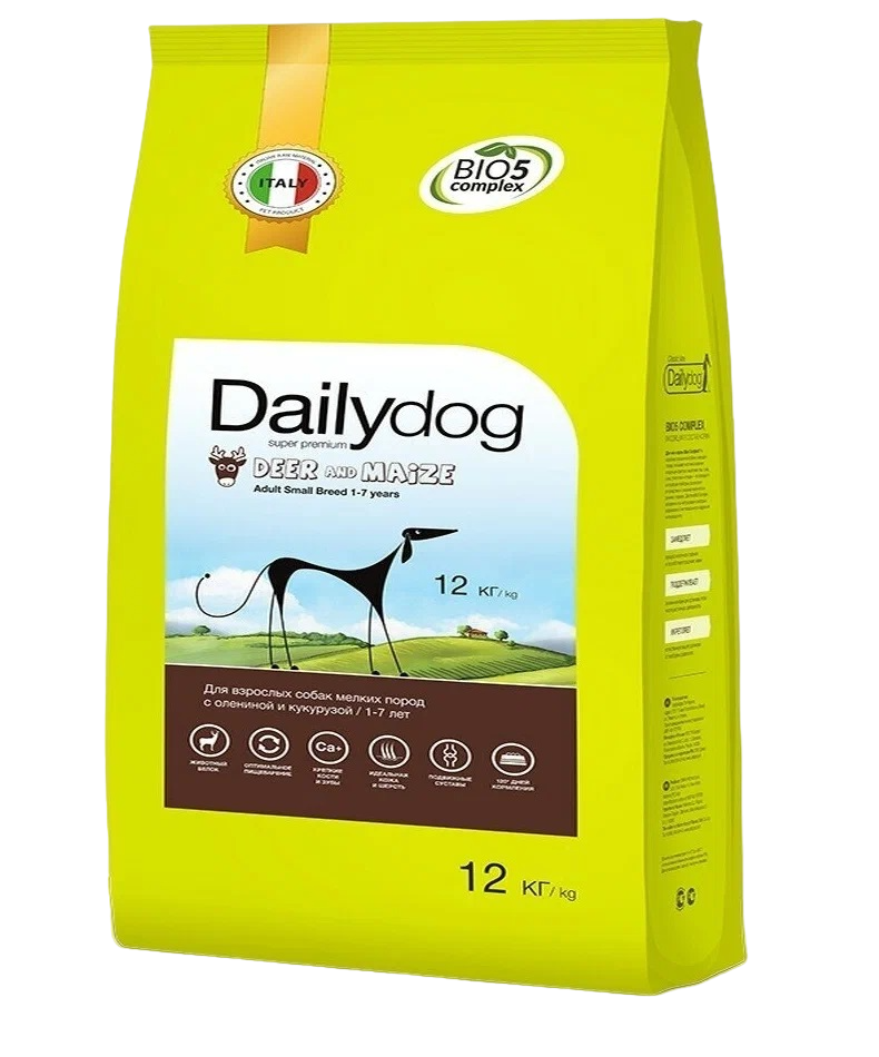 Сухой корм для собак Dailydog Adult Small Breed, оленина и кукуруза, 12кг