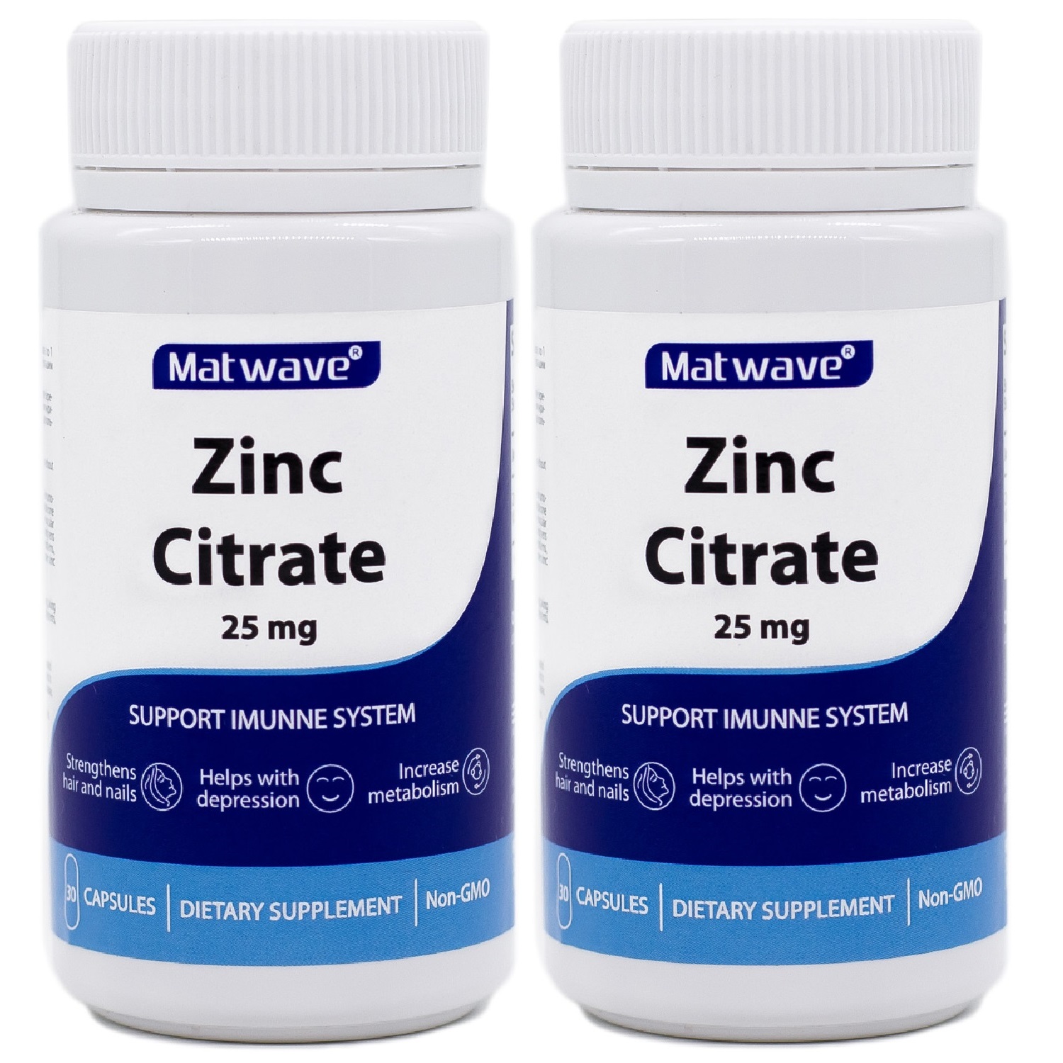 Цинк цитрат Matwave Zinc Citrate 25 мг капсулы 30 шт. 2 уп.