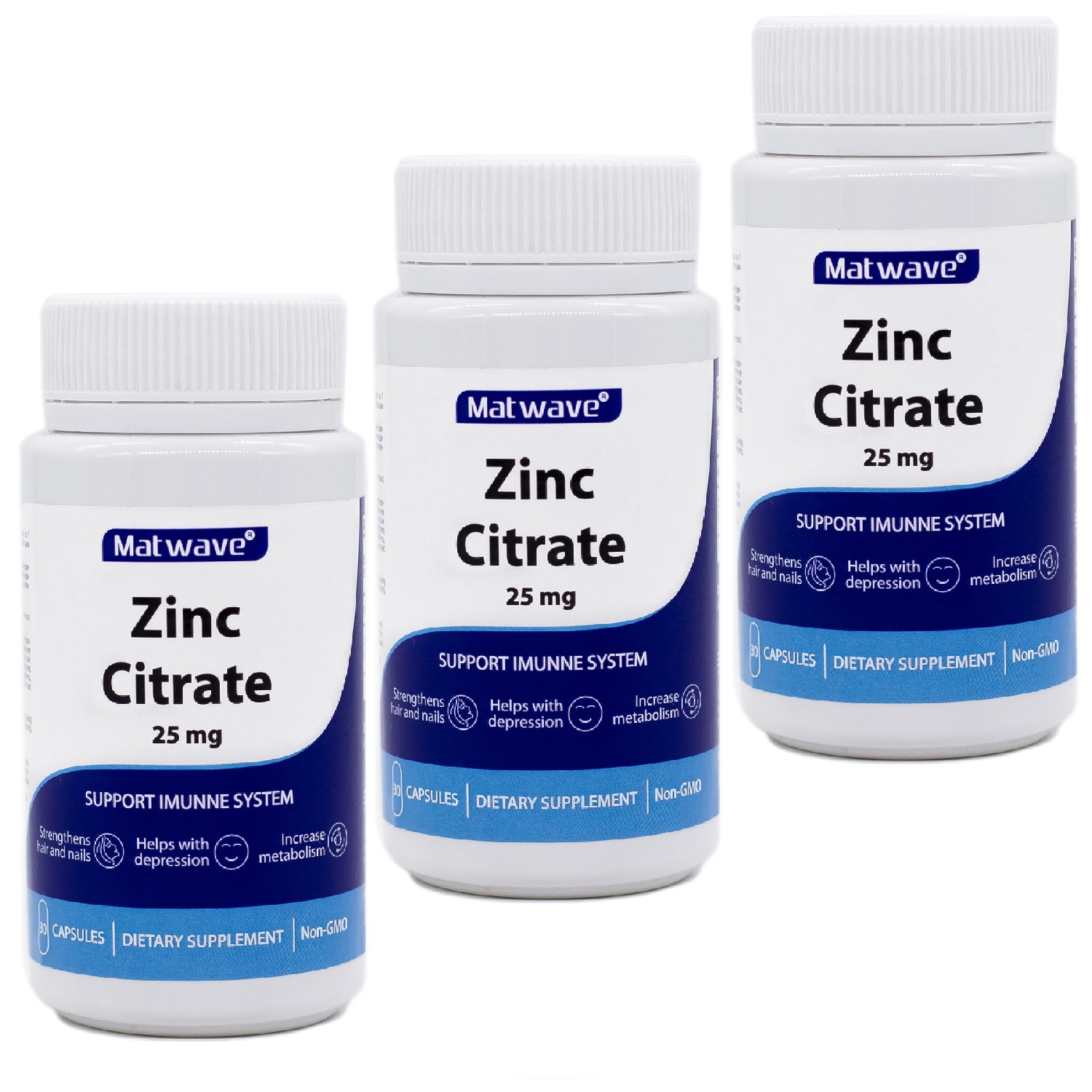 

Цинк Цитрат Matwave Zinc Citrate 25 мг капсулы 30 шт. 3 уп., Zinc Citrate 25 мг