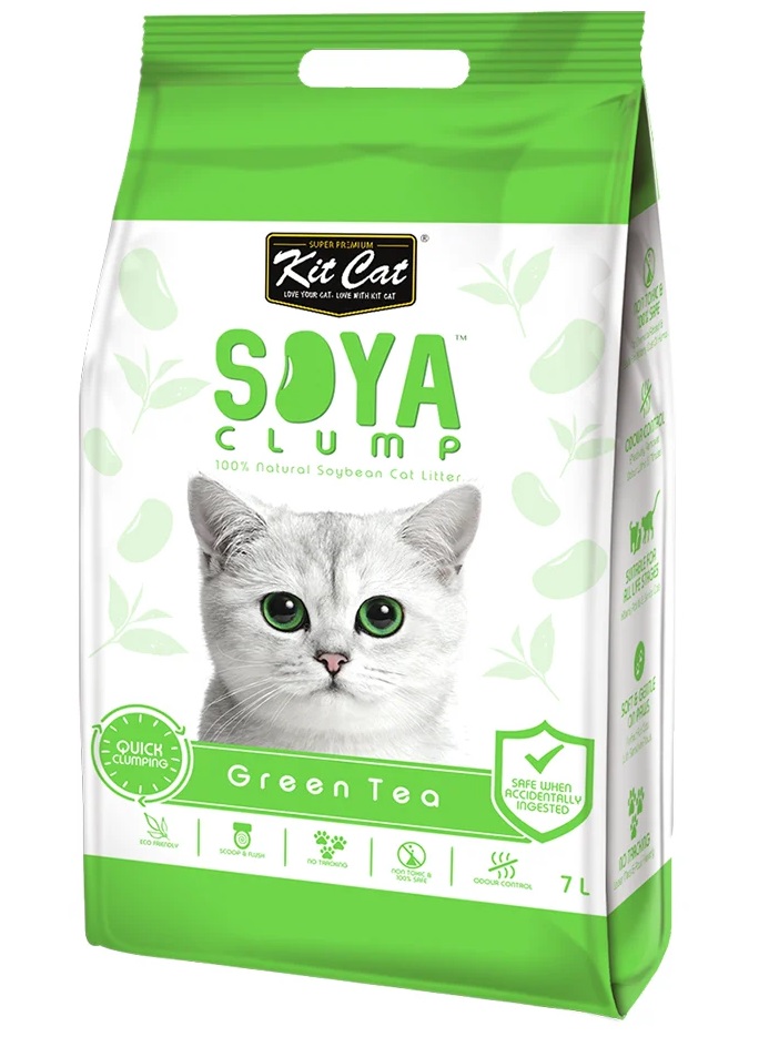 Комкующийся наполнитель туалета для кошек Kit Cat SoyaClump Soybean Litter Green Tea 7 л