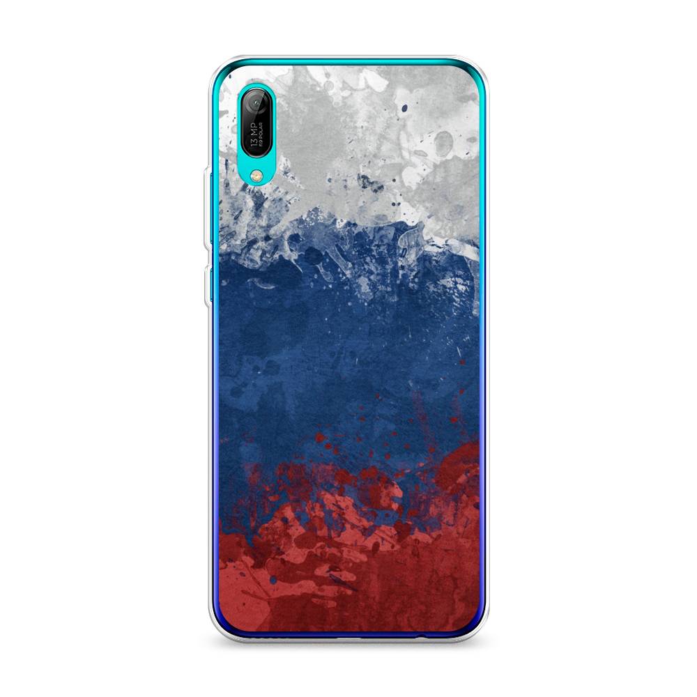 

Чехол Awog на Huawei Y6 Pro (Prime) 2019 "Флаг России неровный", Белый;синий;красный, 68150-5