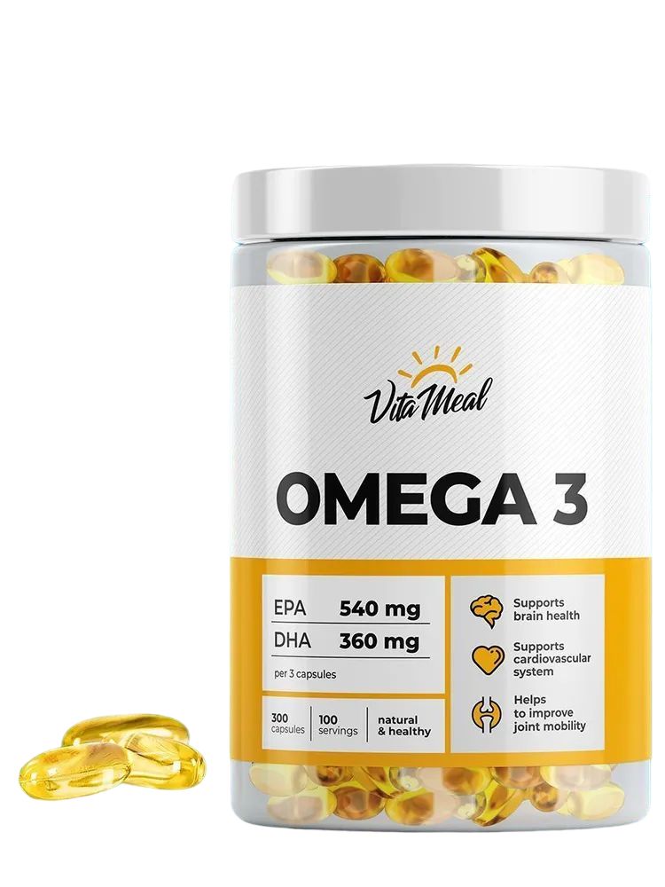 

Омега 3, Omega-3 1000 mg, Рыбий жир 1000 мг в капсулах, Для здоровья кожи волос ногтей и с, Omega-3