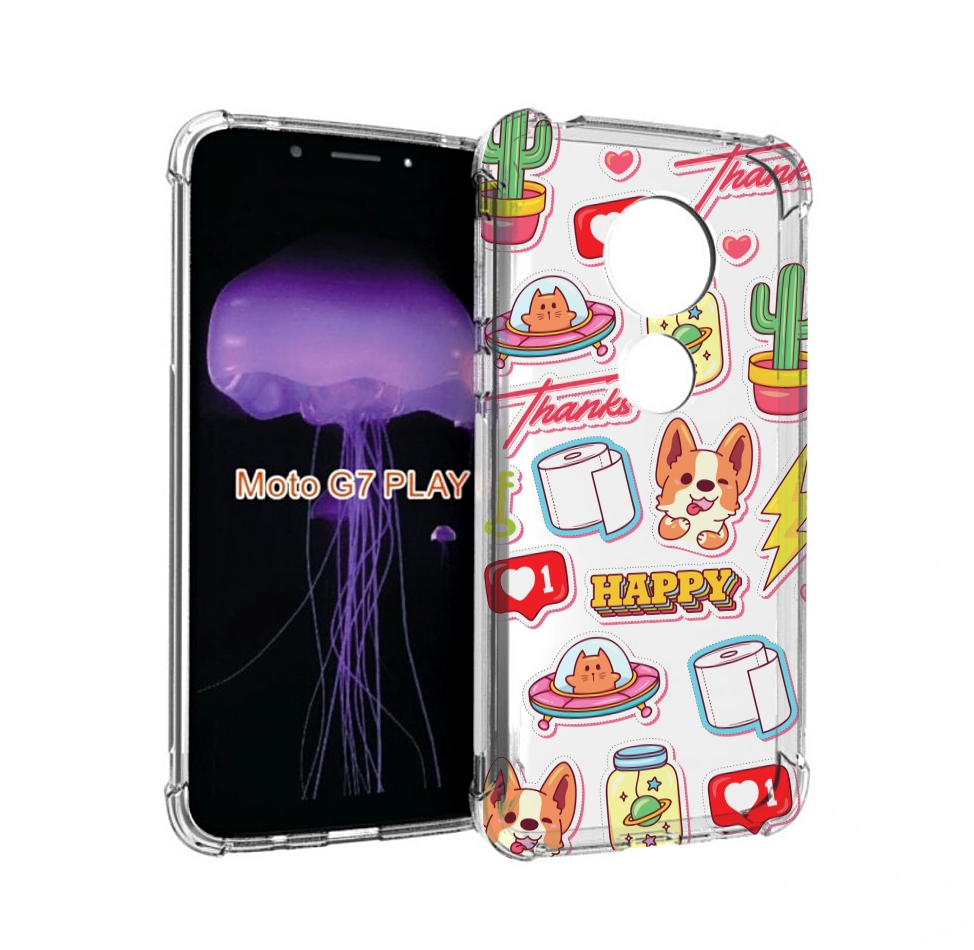 

Чехол MyPads милые-стикеры-корги для Motorola Moto G7 Play, Прозрачный, Tocco