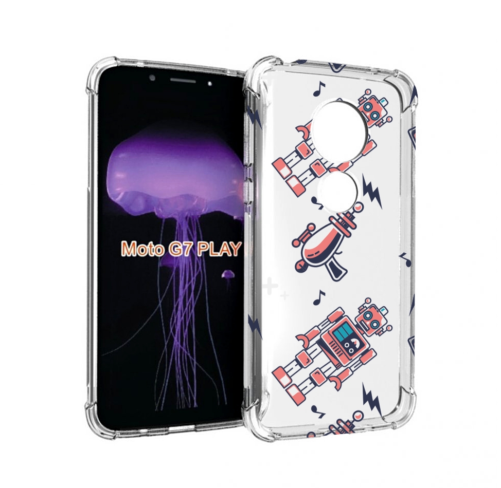 

Чехол MyPads мини-роботы для Motorola Moto G7 Play, Прозрачный, Tocco