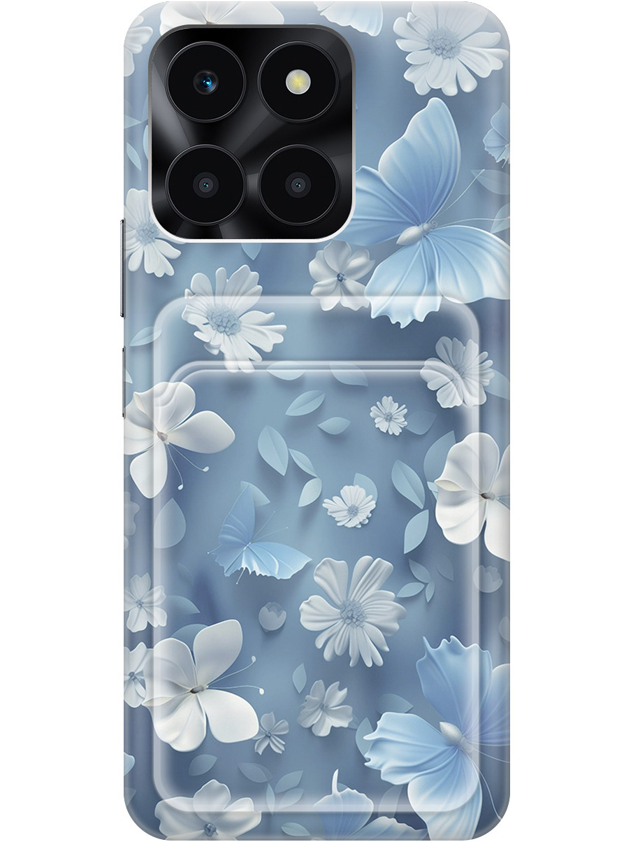 

Силиконовый чехол на Honor X6a с принтом "Голубые бабочки" с карманом для карты прозрачный, Прозрачный;белый;голубой, 773945510