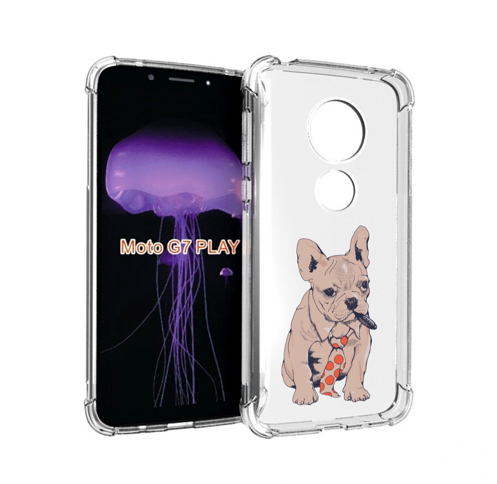 

Чехол MyPads бульдог с сигарой для Motorola Moto G7 Play, Прозрачный, Tocco