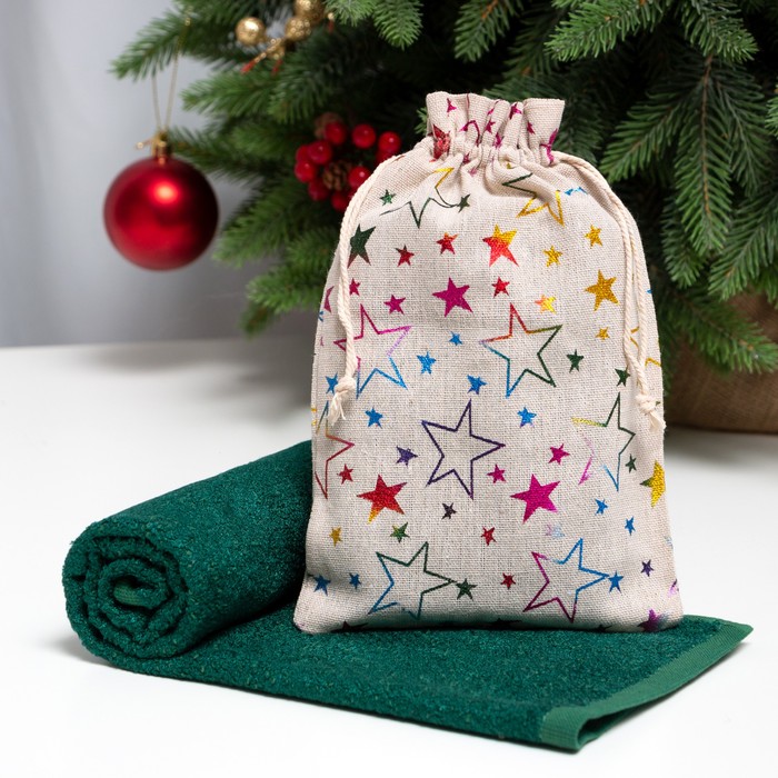 

Полотенце махровое Экономь и Я "Звёздочки" 30x60 см,цв.тёмно-зелёный,70% хл.,30% бамбук,34