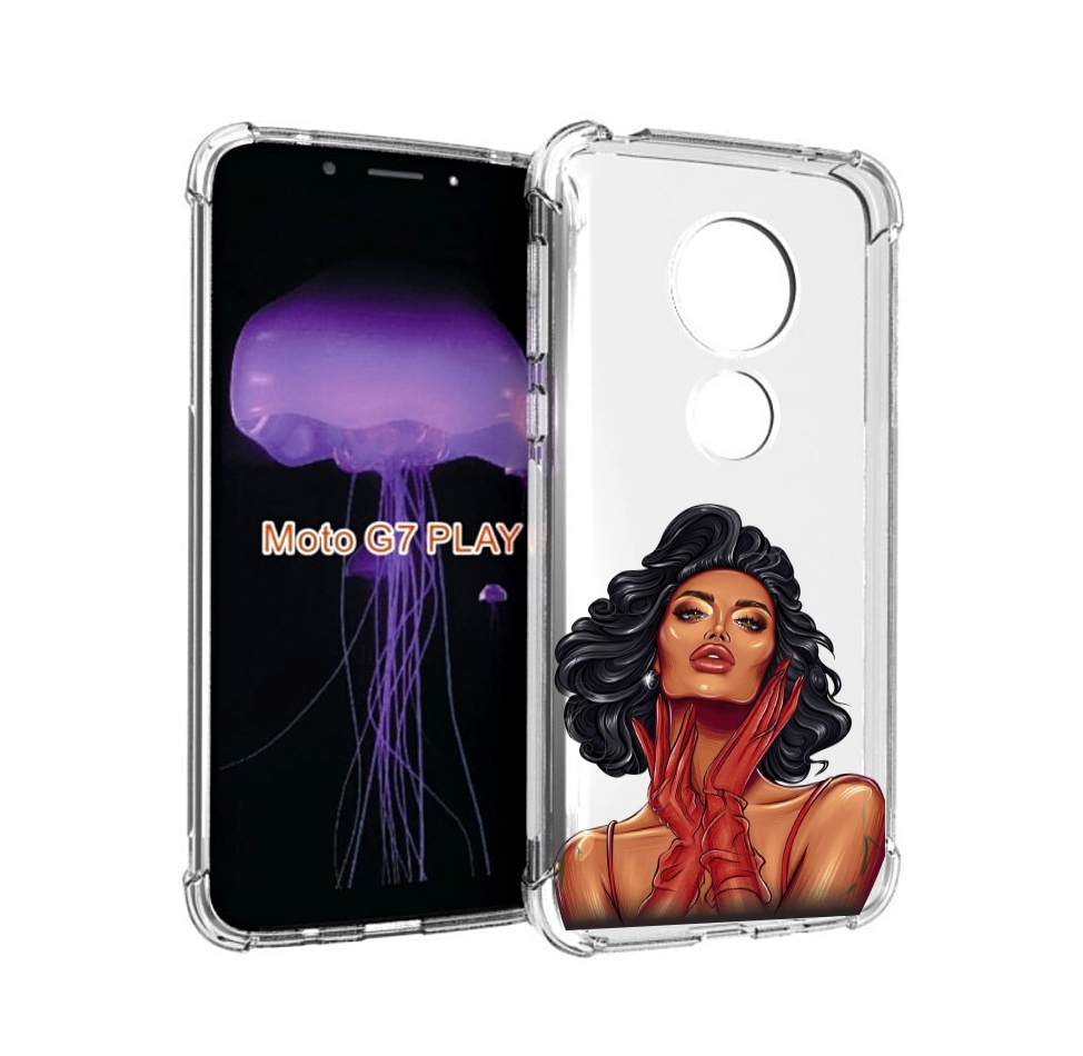 

Чехол MyPads мулатка-в-перчатках женский для Motorola Moto G7 Play, Прозрачный, Tocco