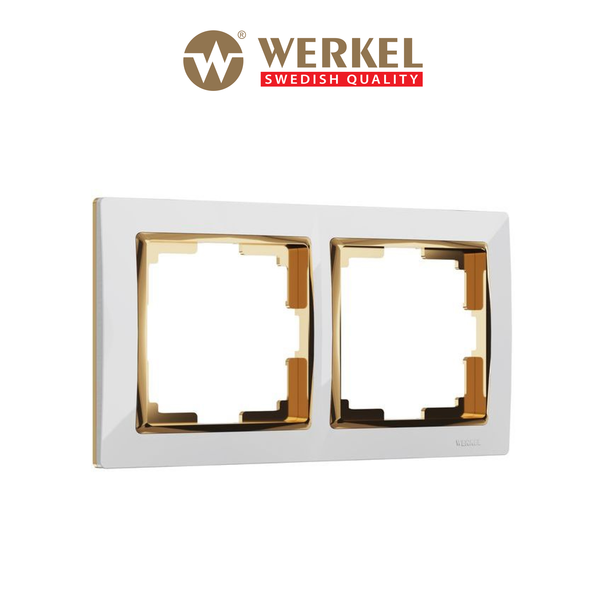 

Рамка для розетки / выключателя на 2 поста Werkel W0021933 Snabb белый/золото пластик, Snabb