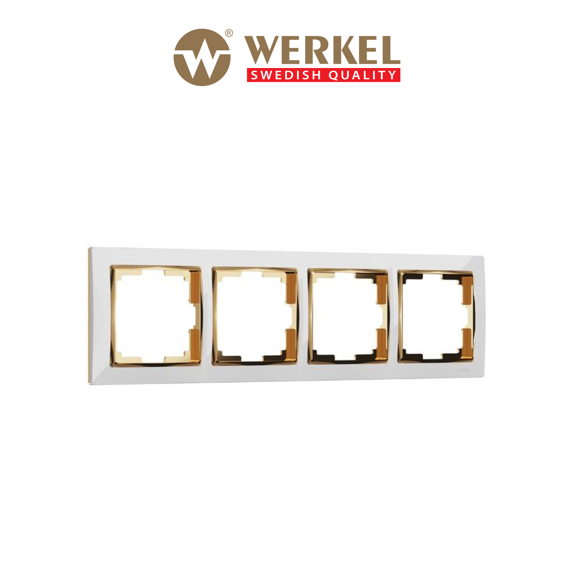 

Рамка для розетки / выключателя на 4 поста Werkel W0041933 Snabb белый/золото пластик, Snabb