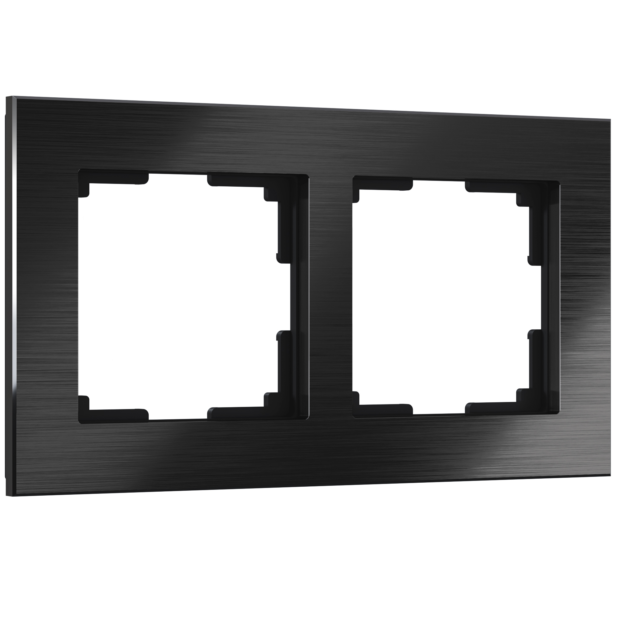 Рамка для розетки / выключателя на 2 поста Werkel W0021708 Aluminium черный алюминий сетевой фильтр cablexpert cube 3 розетки 10а 4хusb ур защиты 4 чёрный 1 5 м