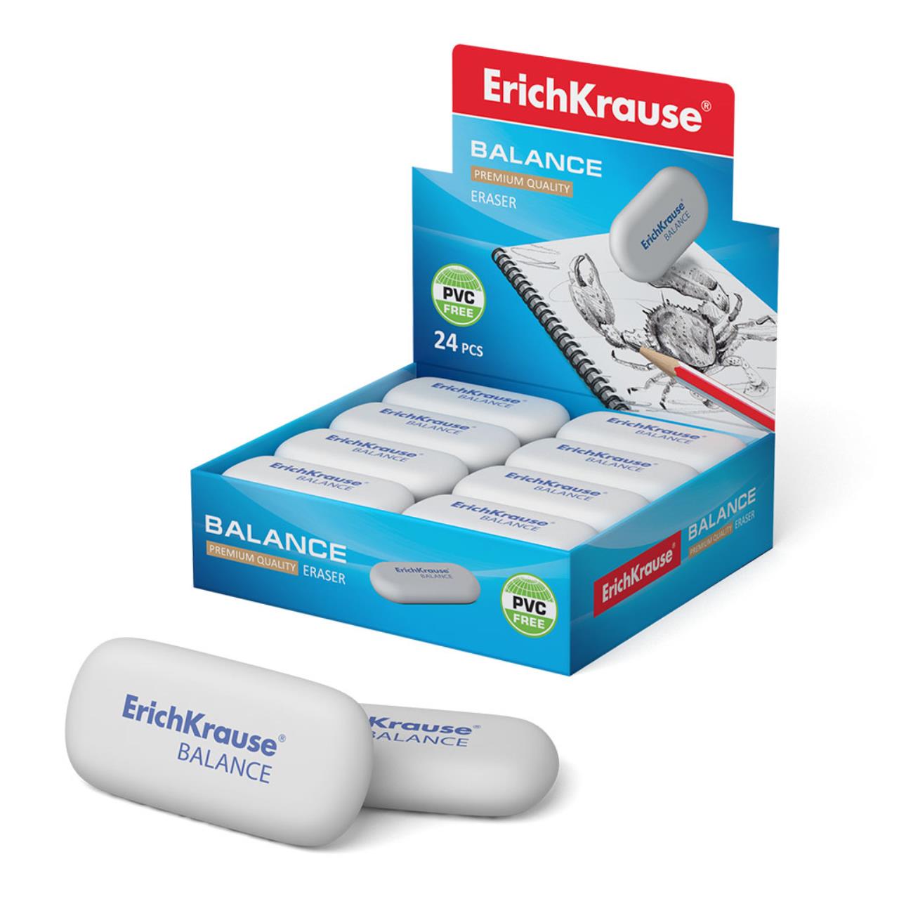 

Ластик ErichKrause Balance (всего 24 шт. в коробке по 24 шт.) (34638), Белый
