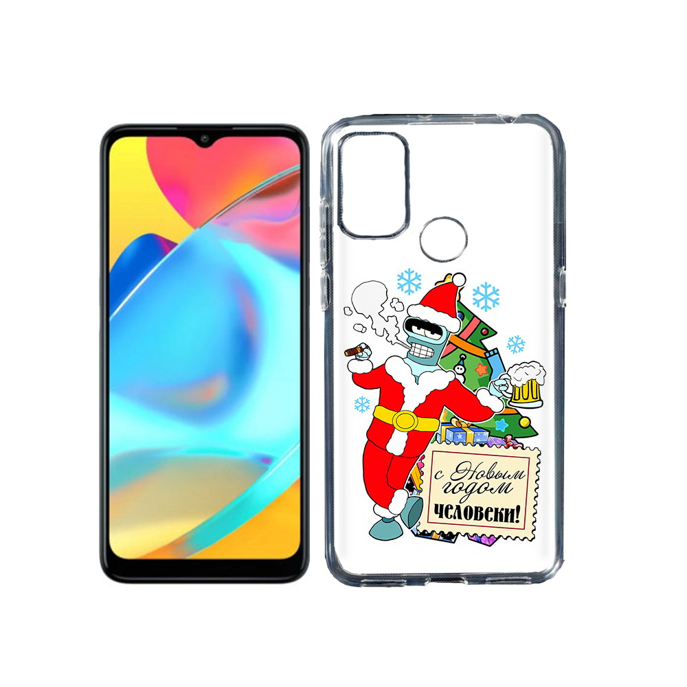 

Чехол MyPads Tocco для Alcatel 3L 6056H (2021) С новым годом человеки (PT160724.669.150), Прозрачный, Tocco