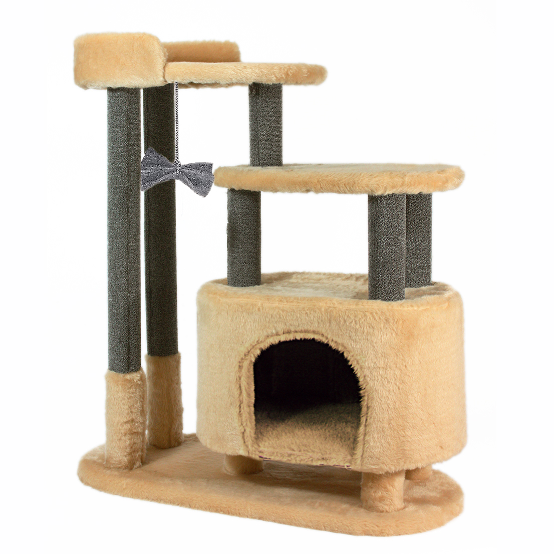 Комплекс для кошек Меридиан игровой, бежевый, ковролин, искусственный мех, 80х33х91 см