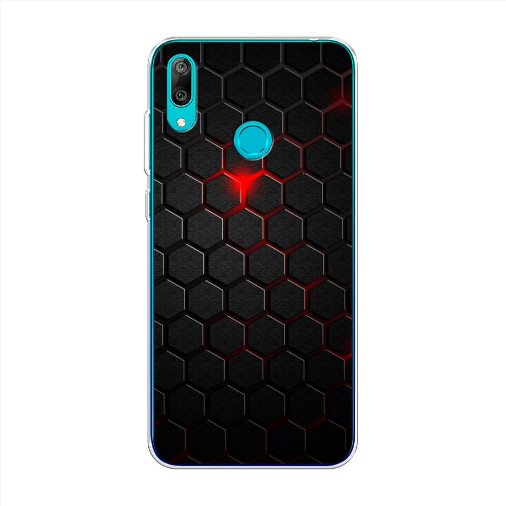 фото Чехол awog "фон соты красные" для huawei y7 2019