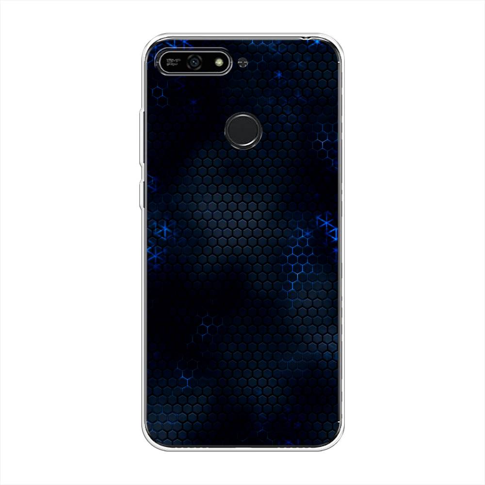 фото Чехол awog "фон соты синие" для honor 7a pro