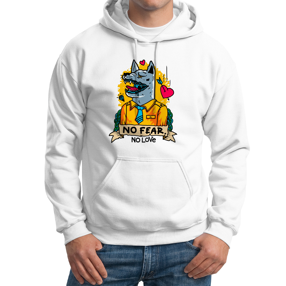 

Худи унисекс CoolPodarok Прикол Волк no fear белое 64 RU, M0151300