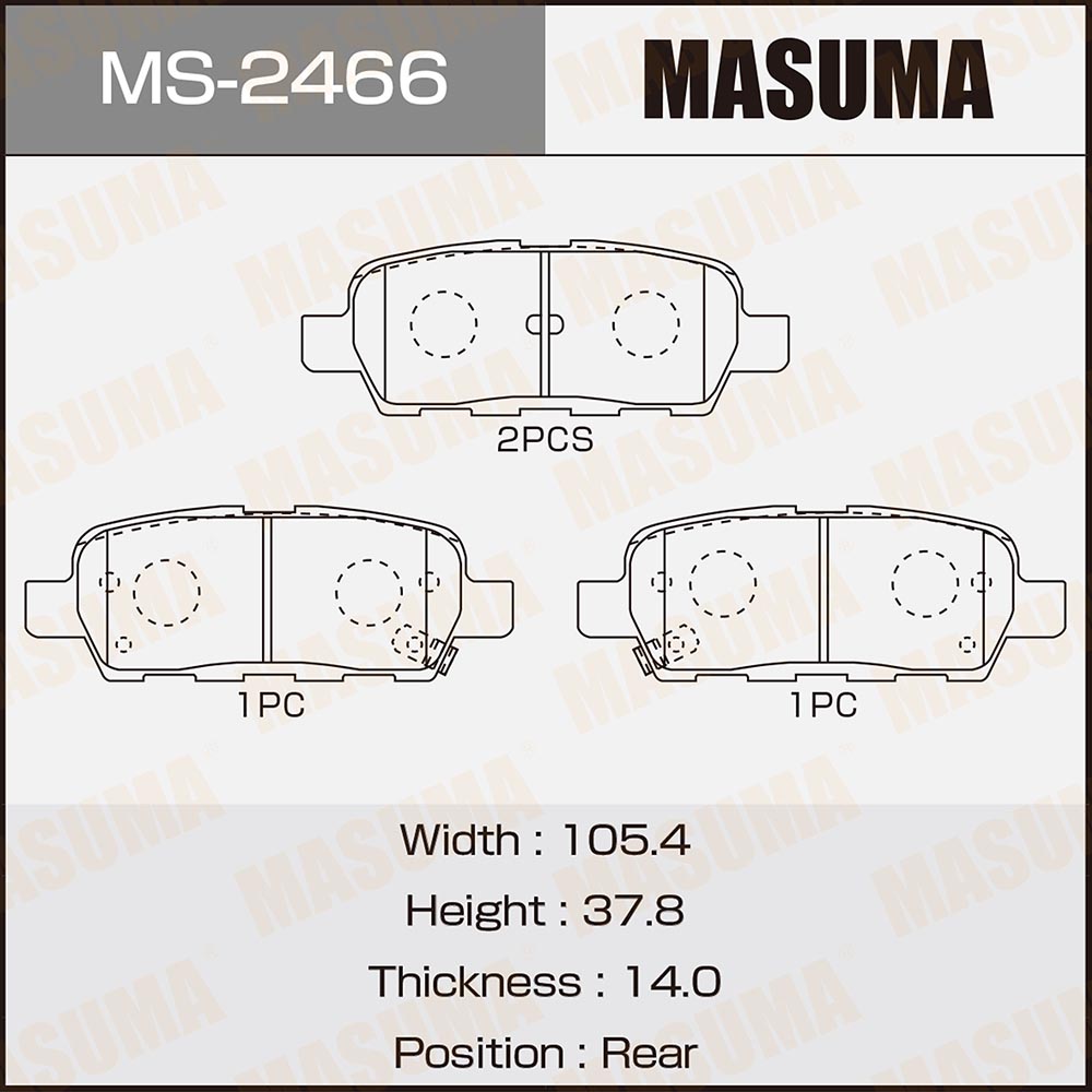 

Колодки зад. NISSAN QASHQAI 06-13 1шт MASUMA 'MS2466