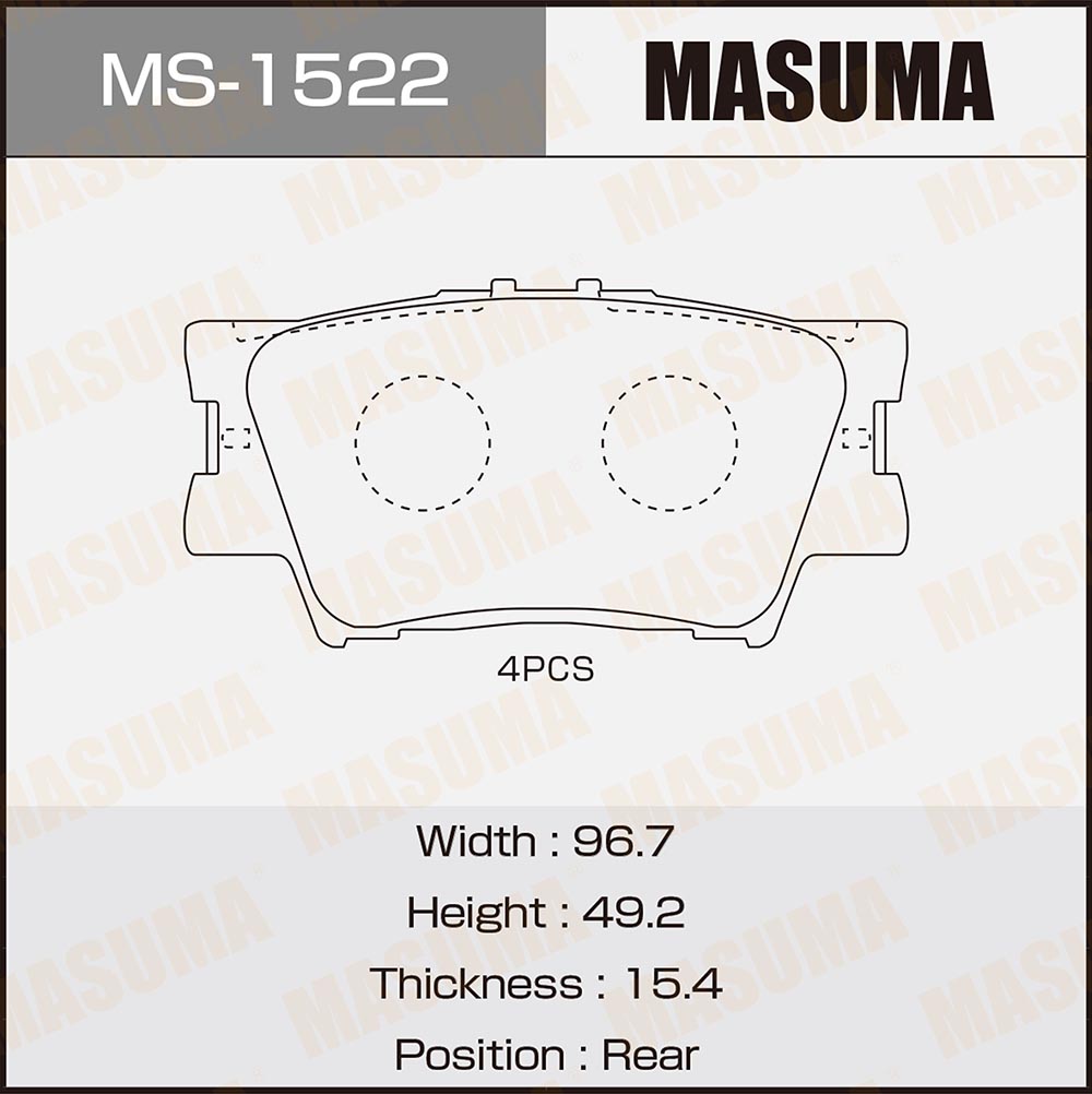 

Колодки зад. TOYOTA CAMRY 06-> 1шт MASUMA 'MS1522