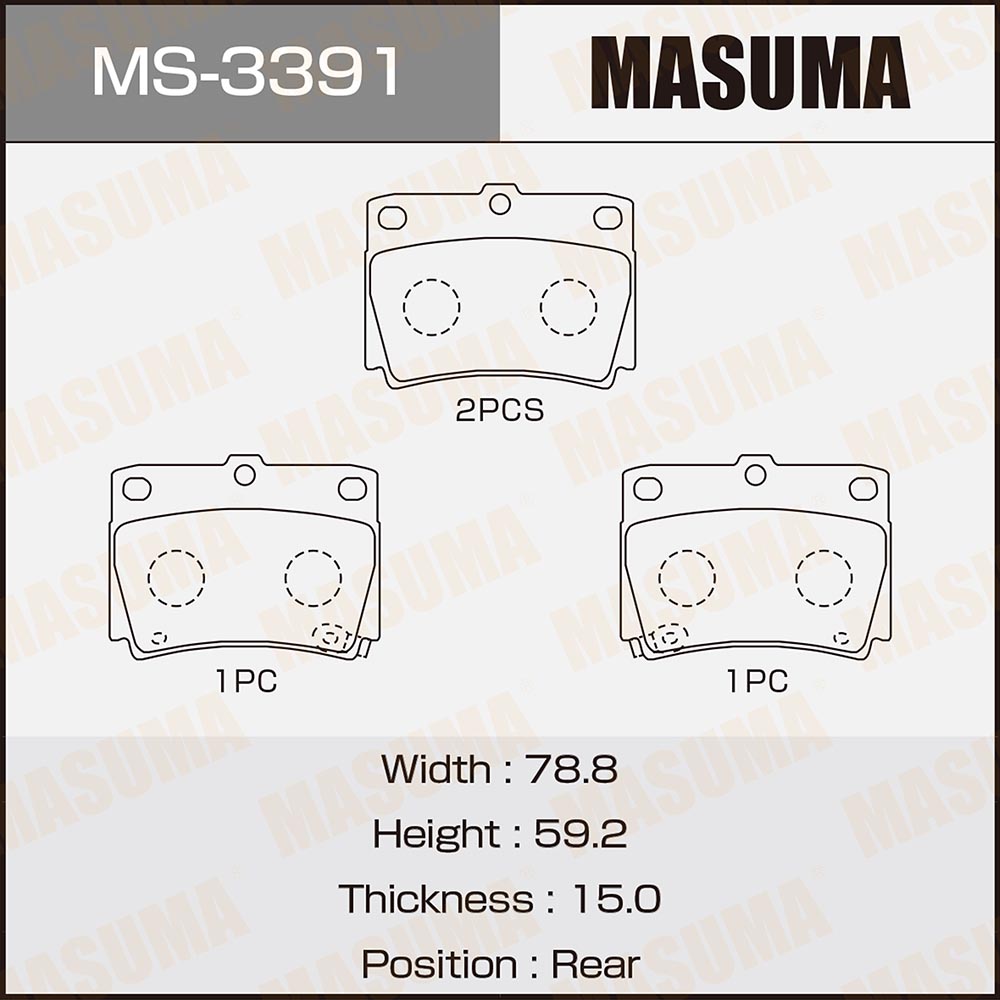 

Колодки зад. MITSUBISHI PAJERO SPORT 98-> 1шт MASUMA 'MS3391