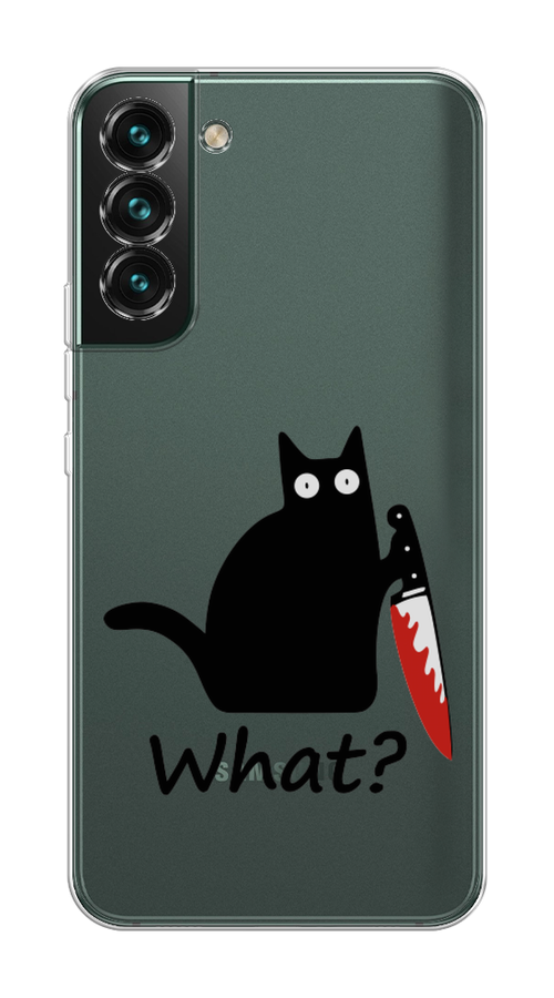 

Чехол на Samsung Galaxy S22 "Котик с ножом", Черный;красный, 2103850-6