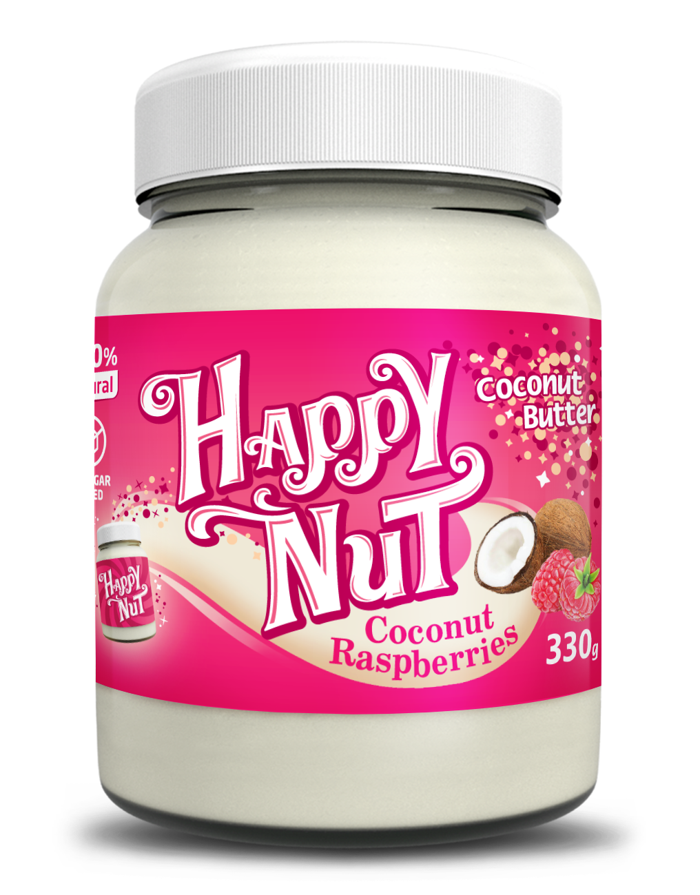 

Кокосовая паста с малиной Happy Nut Coconut Raspberries 330г