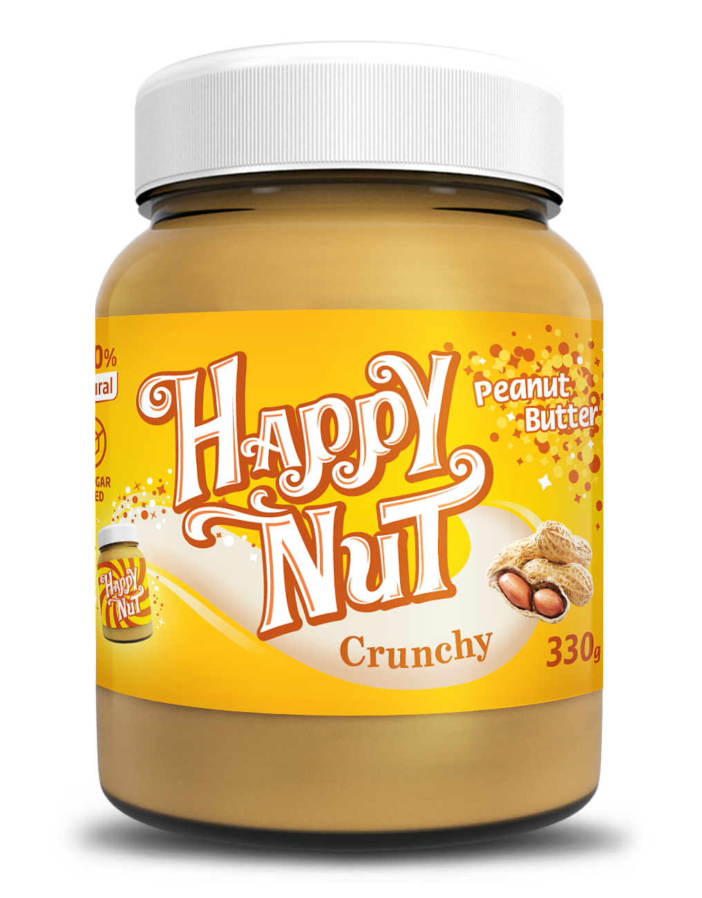 

Арахисовая паста Happy Nut Crunchy с кусочками 330 г