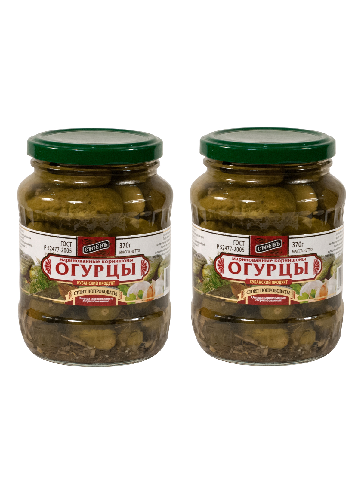 

Огурцы Стоевъ маринованные 3-6 см 370 г 2 шт